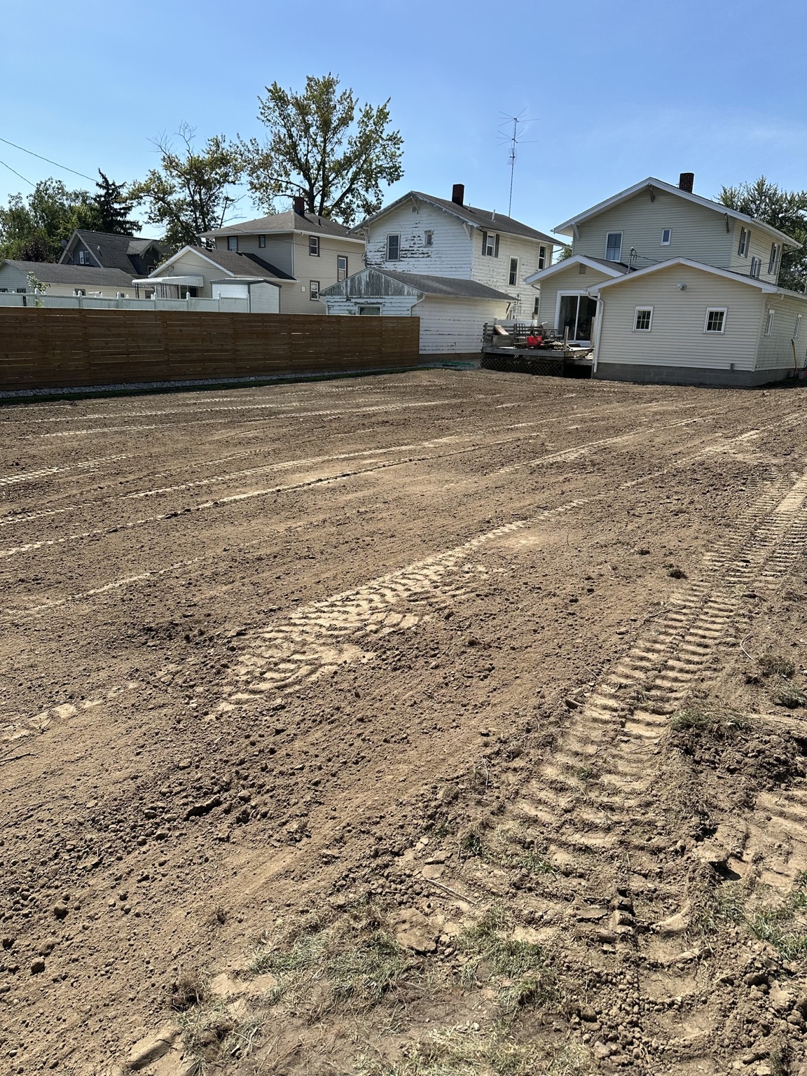 Finished residential grading around a home